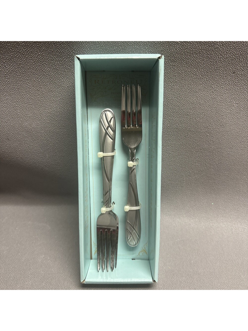 RetroneU Stainless Flatware Hoopla Frost Dinner Forks Set Of 10 New